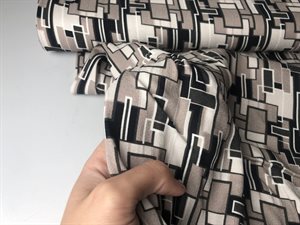 Fastvævet viscose - skønt grafisk i brune og grå toner